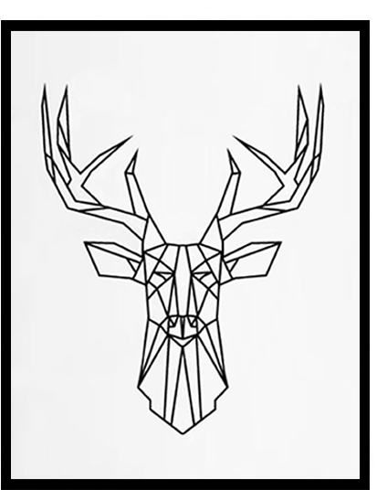 Deer Head Canvas Art Print - Deer Triangles (600x600), Png Download