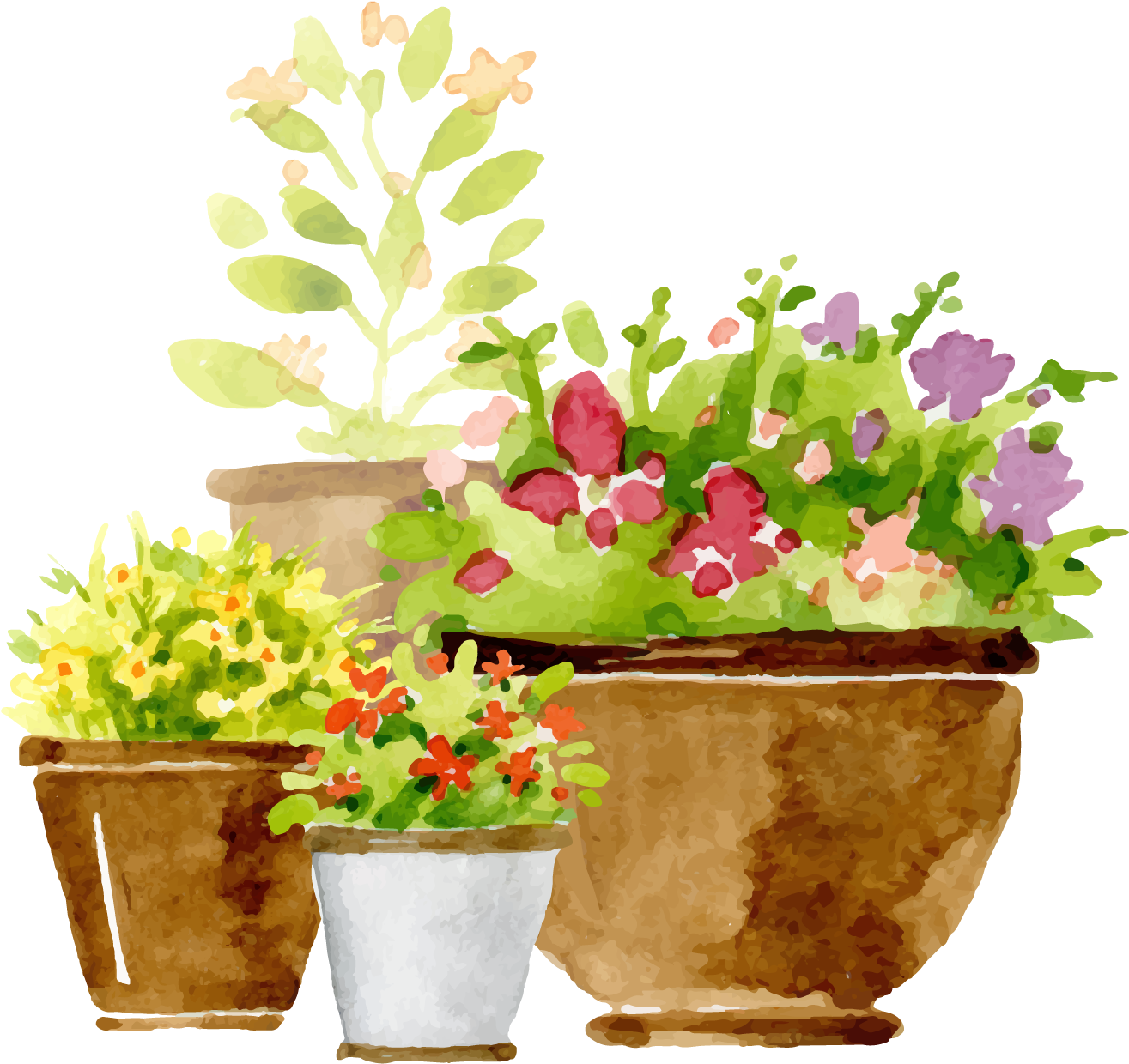 Clip Royalty Free Library Euclidean Flowerpot Adobe - Paintings Of Potted Palms (1500x1500), Png Download