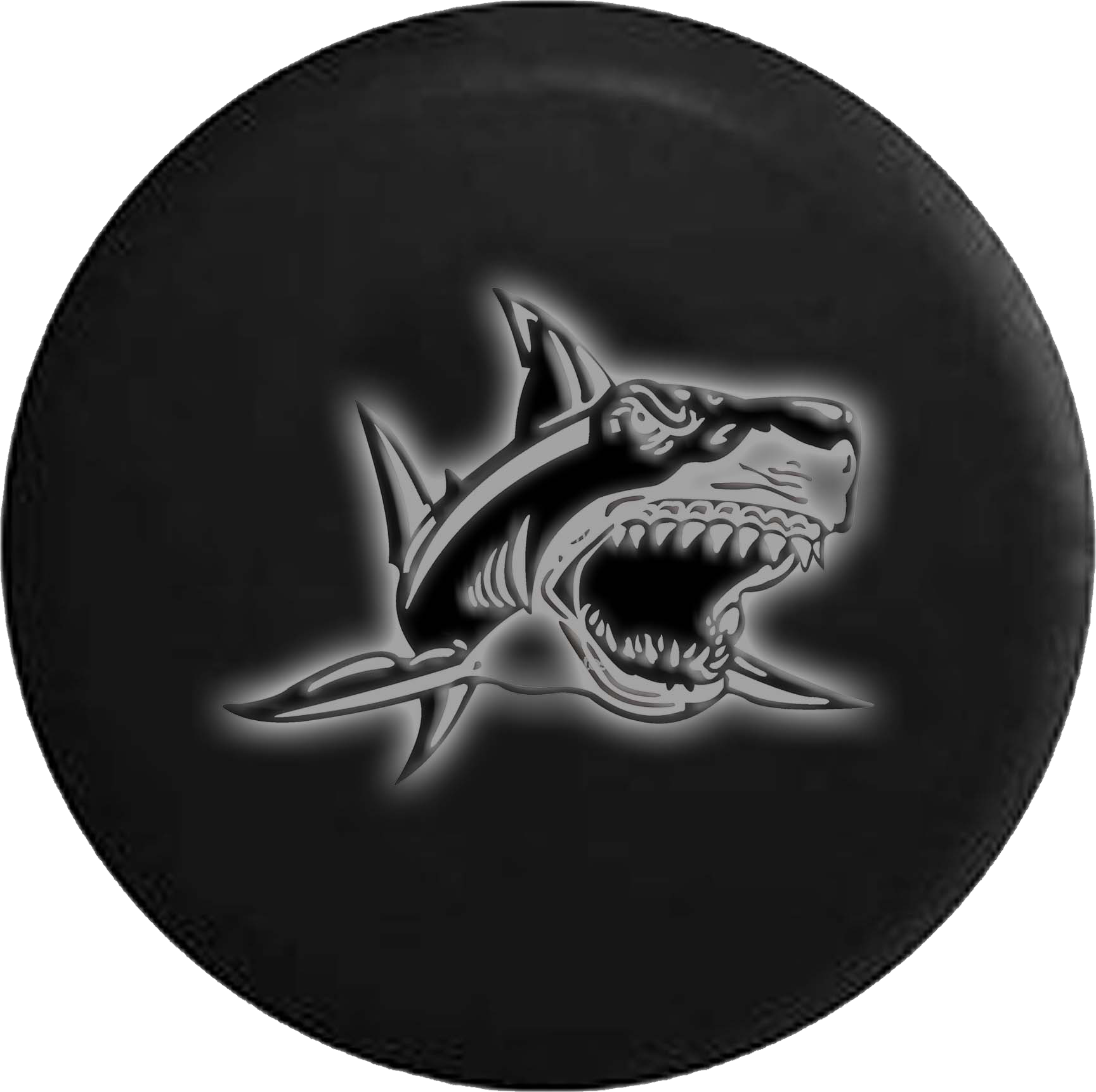 Glowing Shark Attack Jeep Off Road Rv Camper Spare - Great White Shark (1728x1721), Png Download