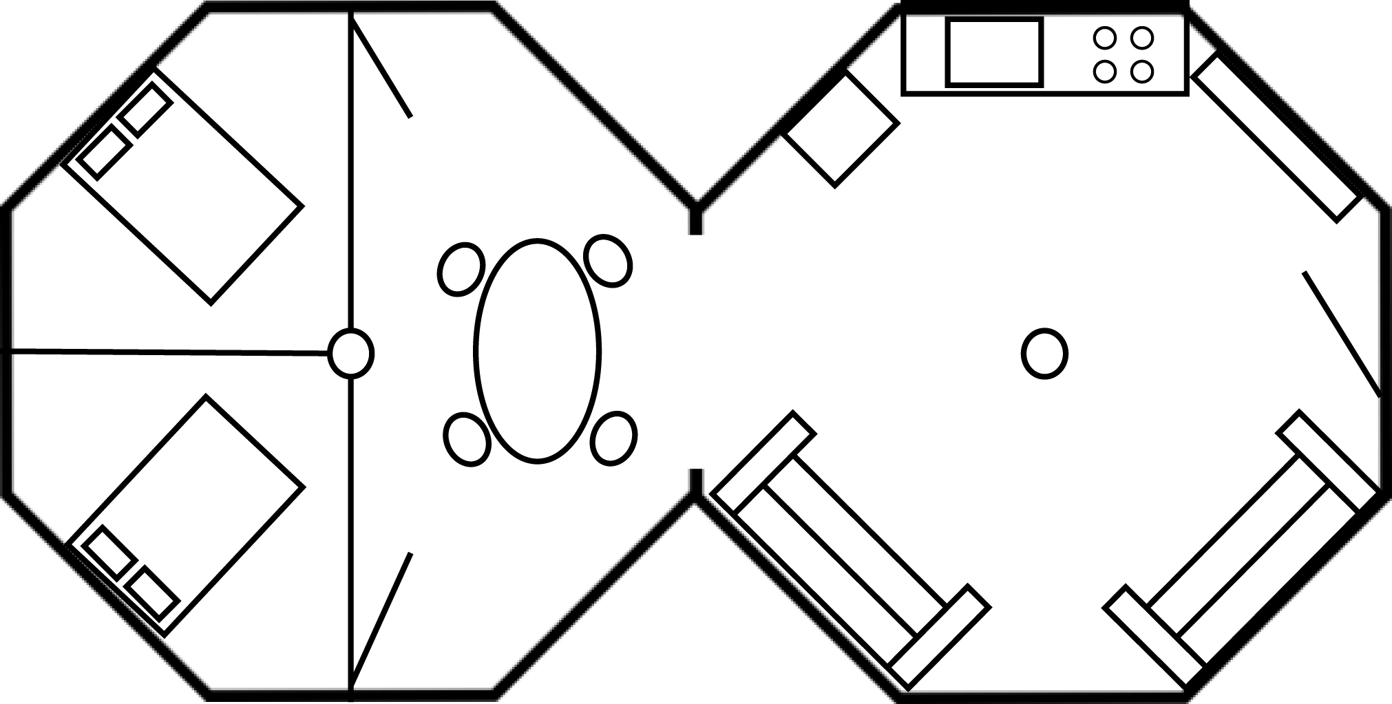 Sample Floor Plan Combining Two Cabin Kits - Floor Plan (2022x1023), Png Download