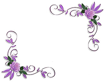 Purple Floral Border Png Image - Page Corner Designs Png (400x312), Png Download