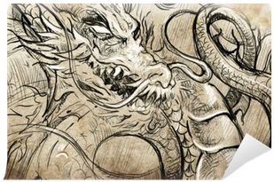 Japanese Dragon Head, Tattoo Sketch, Handmade Design - Sketch (400x400), Png Download