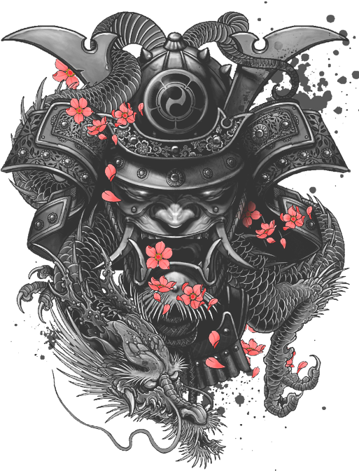 Report Abuse - Samurai Dragon (525x700), Png Download