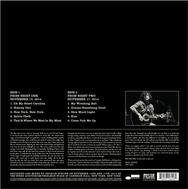 Last Call For Week Of April 20th, - Ryan Adams - Ten Songs From Live At Carnegie Hall [vinyl] (800x800), Png Download