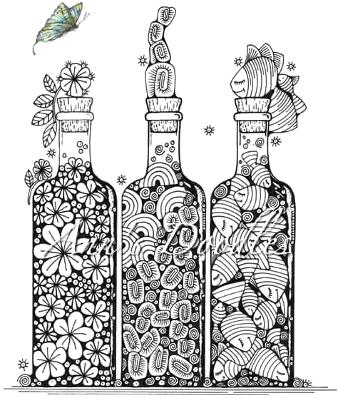 Bottle Drawing Doodle Art - Doodle Art On Bottles (552x754), Png Download