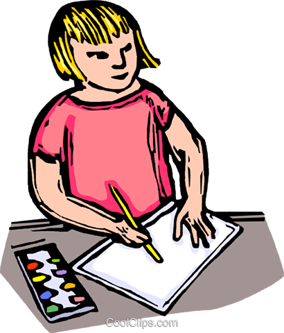 Child Drawing On A Piece Of Paper Royalty Free Vector (410x480), Png Download