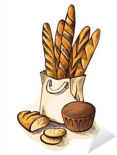 Watercolor Fresh Bread In Paper Bag In Graphic Style - Watercolor Painting (400x400), Png Download