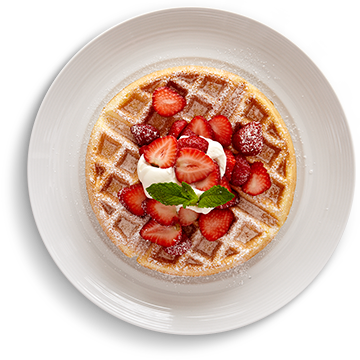 Strawberry Waffles - Belgian Waffle (360x360), Png Download