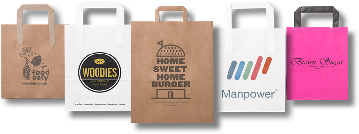 Folded Handle Paper Bags - Paper Bag (729x273), Png Download