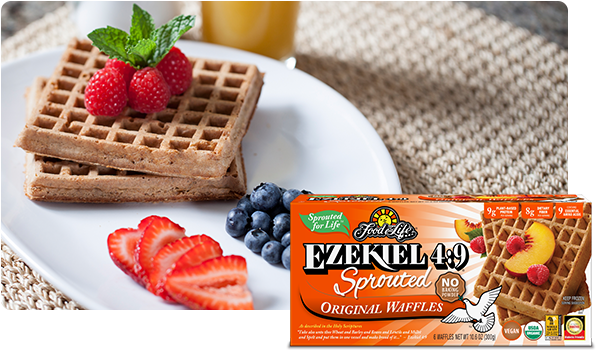 9 Sprouted Original Waffles - Food For Life Ezekiel 4:9 Sprouted Original Waffles (654x354), Png Download