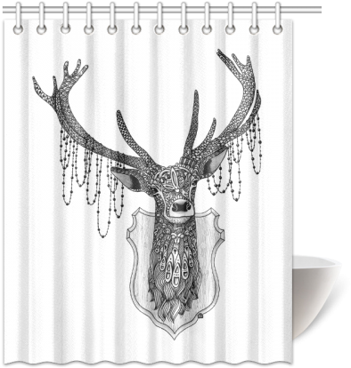 Ornate Deer Head Shower Curtain Sizes - Ornate Deer Head Twin Duvet (500x500), Png Download