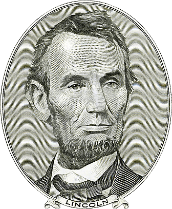 Abraham Lincoln Was Born On February - 5 Dollar Bill (336x407), Png Download