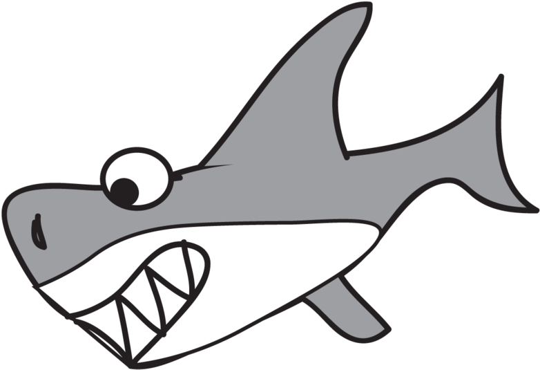 Shark Cartoon - Happy Shark Cartoon Png (1000x714), Png Download