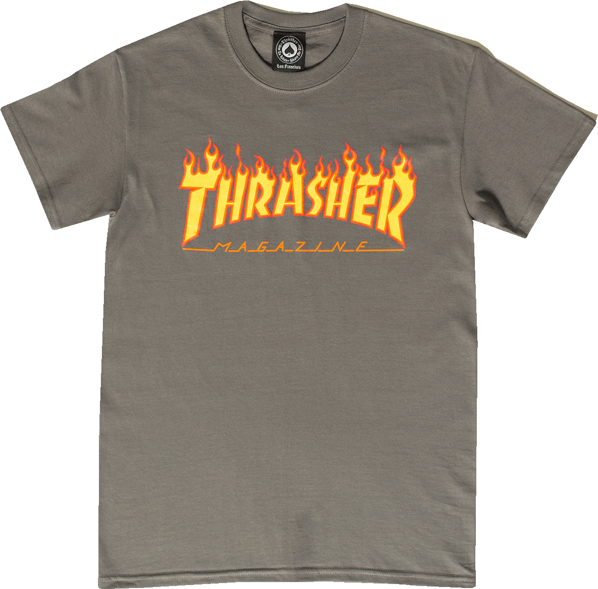 Thrasher Flame Logo T-shirt - Charcoal (1333x2000), Png Download