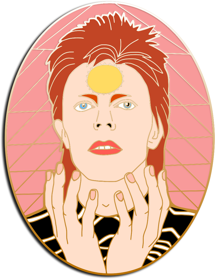 David Bowie Hard Enamel Lapel Pin Concept Art - David Bowie Enamel Pin (900x1155), Png Download