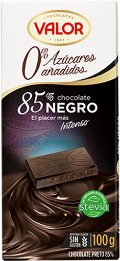 Chocolate Negro 85% 0% Azúcares Añadidos - Valor No Sugar Added Dark Chocolate Mousse Orange 150gms (790x600), Png Download