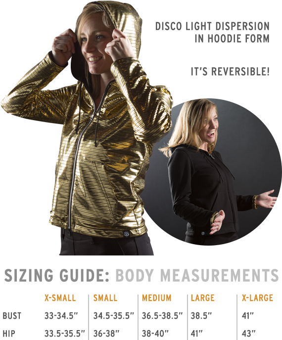Machine Wash Cold , Line Dry - Betabrand Silver Reversible Disco Hoodie Zip Up, Women (586x709), Png Download