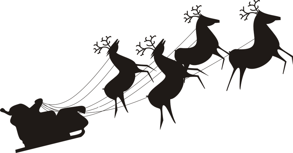 Santa Claus Sleigh Taking Off - Santa Sleigh Clipart Transparent (960x503), Png Download