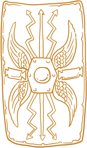 Roman Shield - Roman Shield Line Art (300x513), Png Download