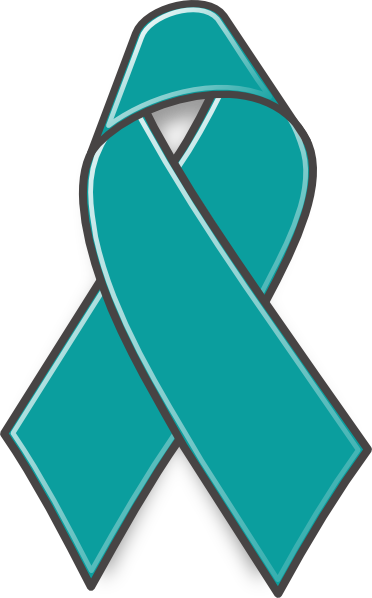 Ovarian Cancer Ribbon Clipart - Teal Ribbon Clip Art (372x598), Png Download