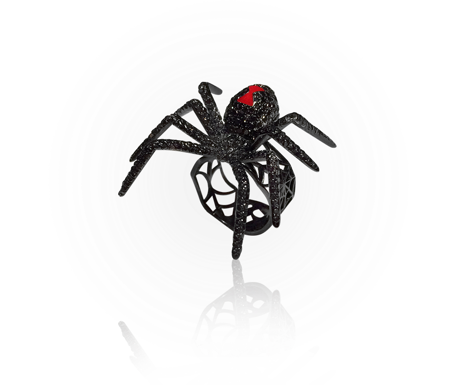 Gems And Jewelry And Other Sparkling Things - Black Widow Spider Ring (950x820), Png Download