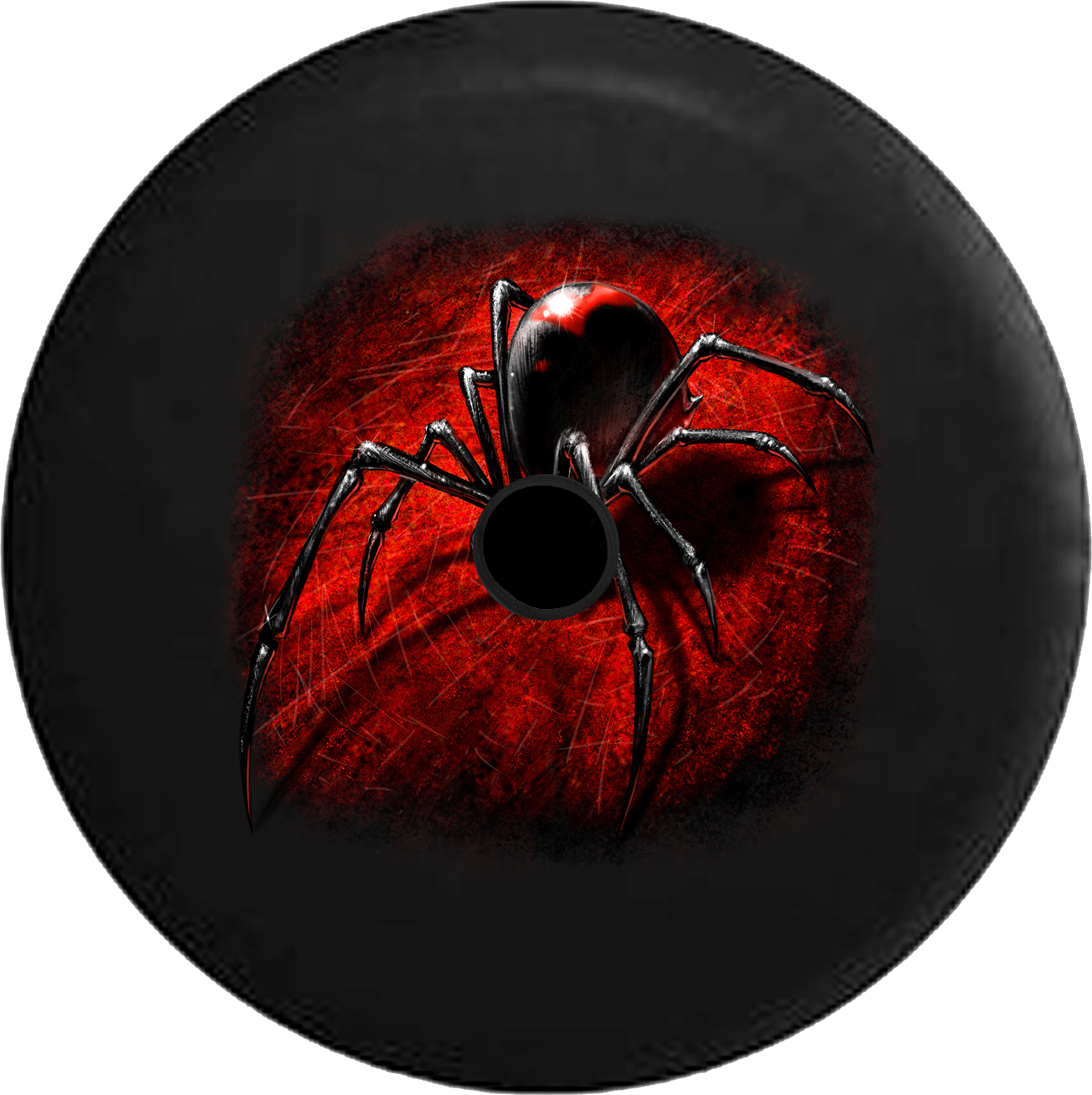 Jeep Wrangler Jl Backup Camera Day Black Widow Spider - Tirecoverpro Black Widow Spider On Red Web - 3d Look (1721x1725), Png Download