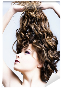 Beautiful Woman With Long Curly Hair Wall Mural • Pixers® - Long Curly Hair (400x400), Png Download