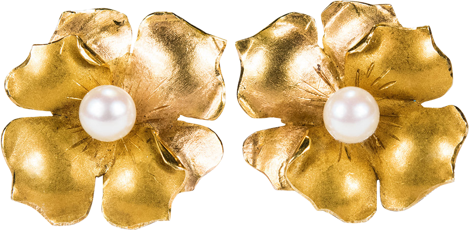 350454613, 3d Gold Flower, Pictures V - Earring (961x961), Png Download