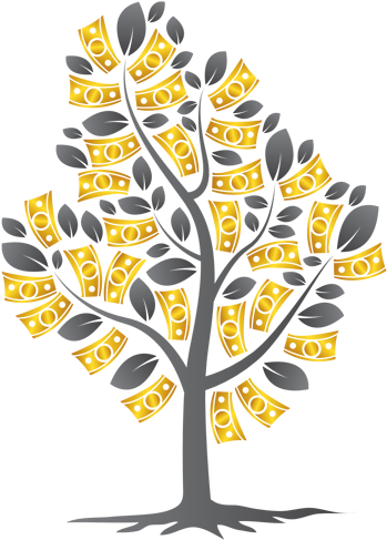 Creadetree H500 - Money Tree With Roots (358x500), Png Download