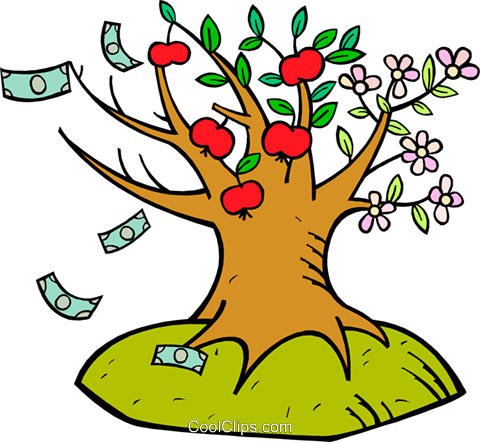 Flower, Apple And Money Tree Royalty Free Vector Clip - Arboles Con Frutos Y Flores Para Colorear (480x442), Png Download