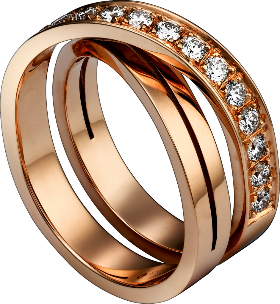Gold Ring With White Diamonds Png Clipart - Etincelle De Cartier Ring (648x698), Png Download