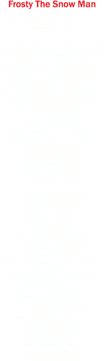 Frosty The Snow Man Words And Music By Steve Nelson - .com (606x1180), Png Download