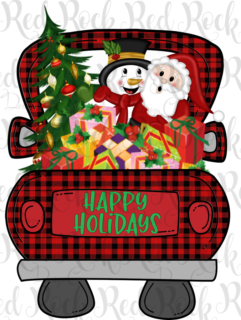 Christmas Truck With Santa & Snowman - Christmas Day (770x1024), Png Download