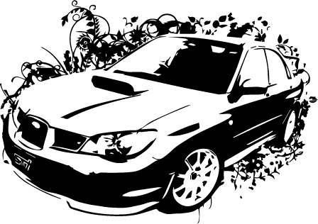 Subaru Vector Line Drawing Banner Black And White Stock - Subaru Impreza Sti Png (448x316), Png Download