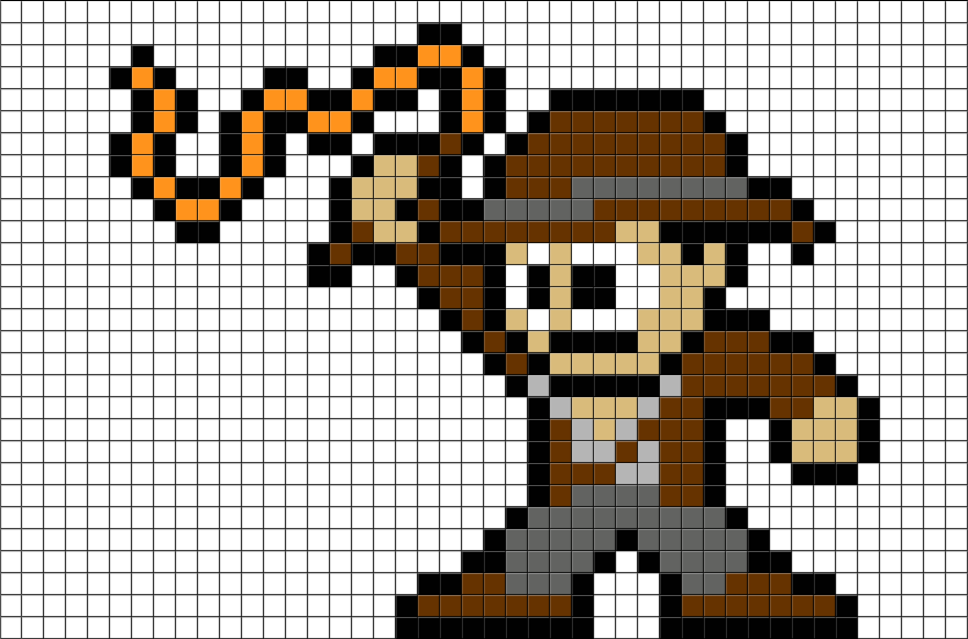 Pixel Art Indiana Jones (880x581), Png Download