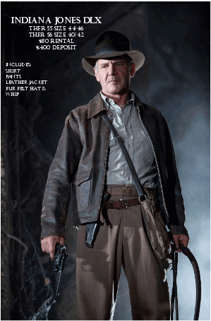 Indiana Jones Deluxe Costumes To Rent - Indiana Jones Full Body (357x500), Png Download