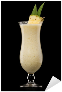 Pina Colada Drink Cocktail Glass Isolated On Black - Cocktail (400x400), Png Download