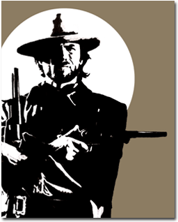 Clint Eastwood Pop Art - Clint Eastwood Western Silhouette (370x340), Png Download