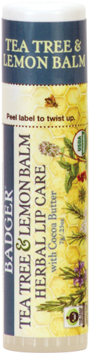 Herbal Lip Care - Badger Company, Tea Tree & Lemon Balm Herbal Lip (500x500), Png Download