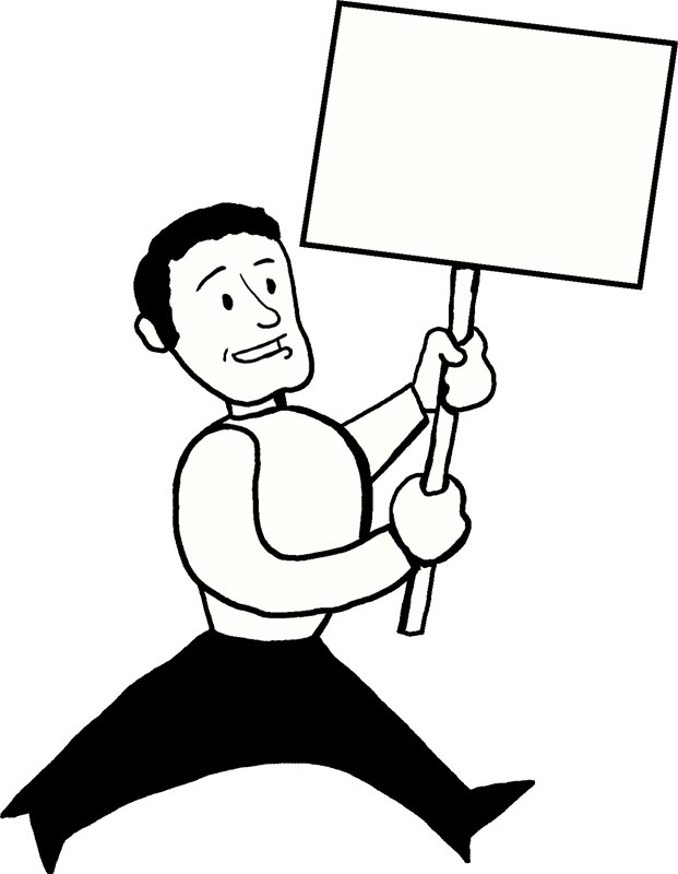 Angry - Clipart Person Holding Sign (621x800), Png Download