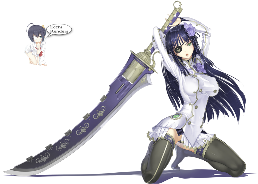 Anime Girl With Sword Render By Iamecchi On Deviantart - Anime Girl With Big Sword (1024x640), Png Download