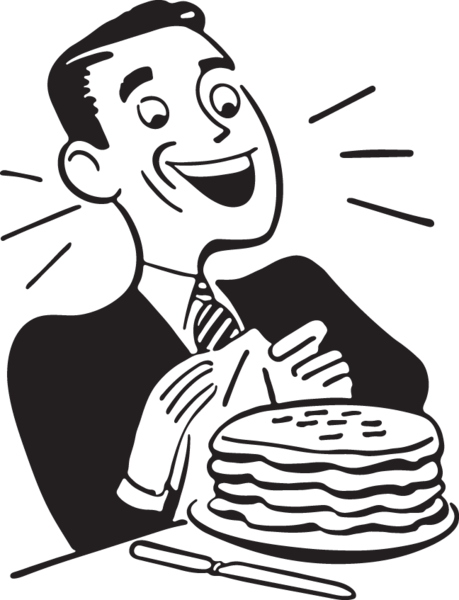 Pancake Clipart Pancake Man - Man Eating Clipart (459x600), Png Download