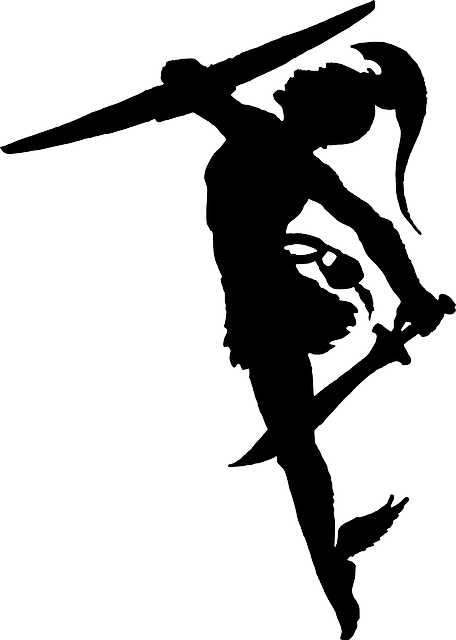 People, Silhouette, Female, Cartoon, Roman, Sword - Perseus Clip Art (456x640), Png Download