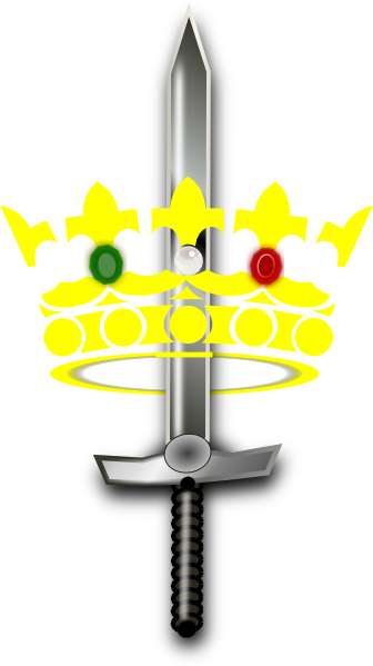 Jeweled Crown And Sword Clip Art - Cartoon Crown And Sword (336x599), Png Download