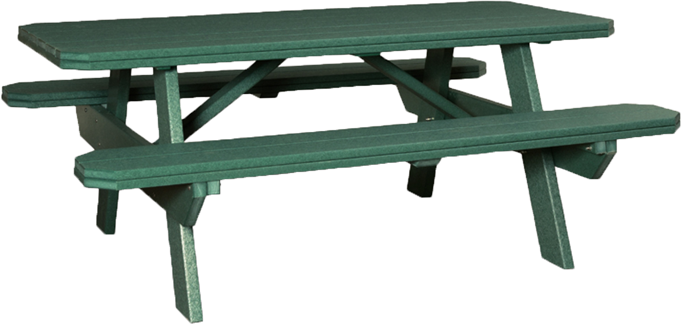 3'x6' Traditional Picnic Table With Attached Benches - 3' X 6' Poly Picnic Table With Attached Benches (1500x783), Png Download