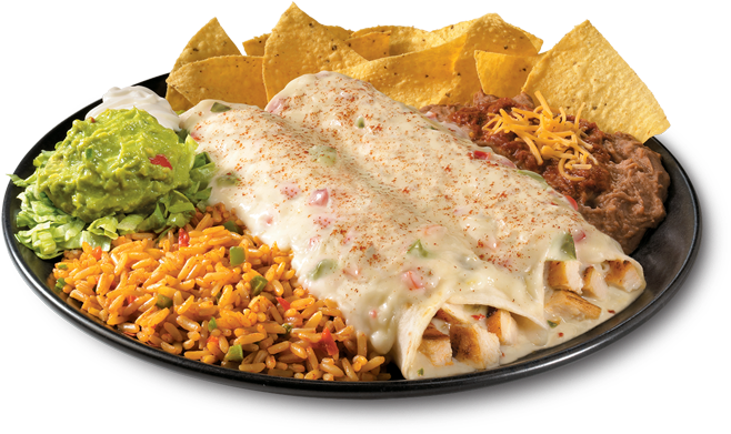 Taco Bueno Sour Cream Chicken Chilada Platter (722x445), Png Download