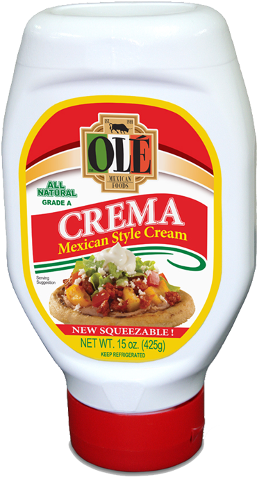 Mexican Cream Squeezable Bottle 15oz - Ole Mexican Foods (712x882), Png Download