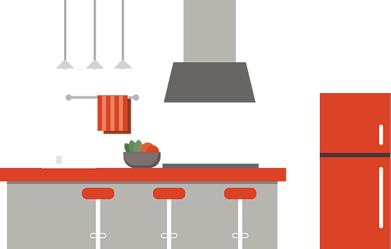 Kitchen Vector Office Pantry - Kitchen (560x356), Png Download