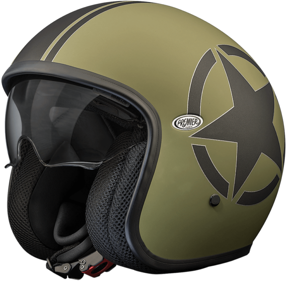 Vintage Star Military Bm - Motorcycle Helmet Military Green (600x600), Png Download