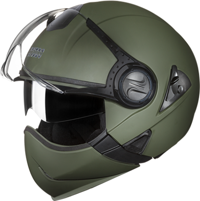 Studds Downtown Ff Matt Military Green, Flip Off Helmets, - Military Face Helmet (420x420), Png Download